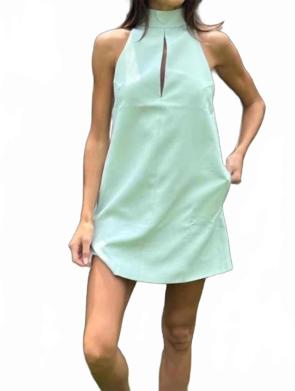 NEW SKY TO MOON cutout plain mini dress in green